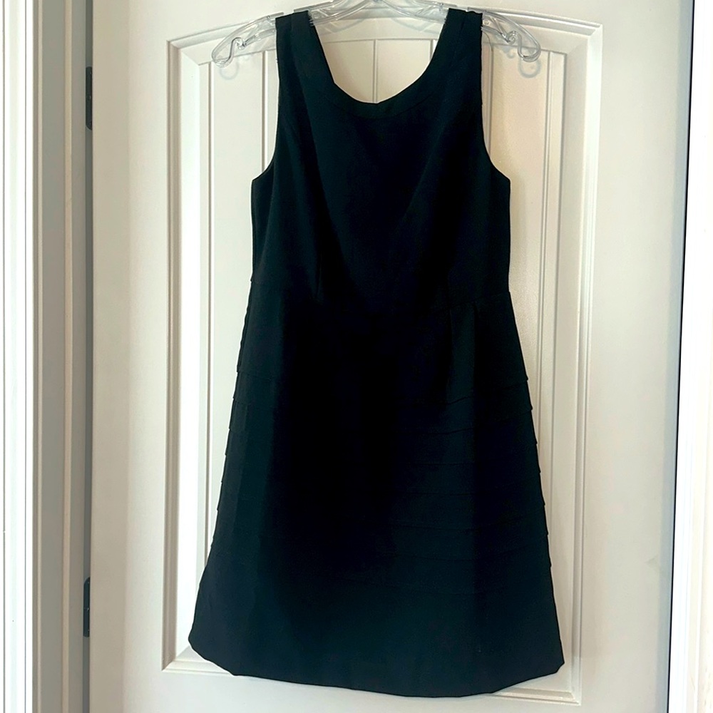 NWT Loft Black Sleeveless Crepe Dress Aline Pleat Skirt Back Zip Never Worn